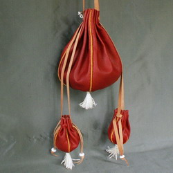 Round Draw String Purse with Miniature Purses